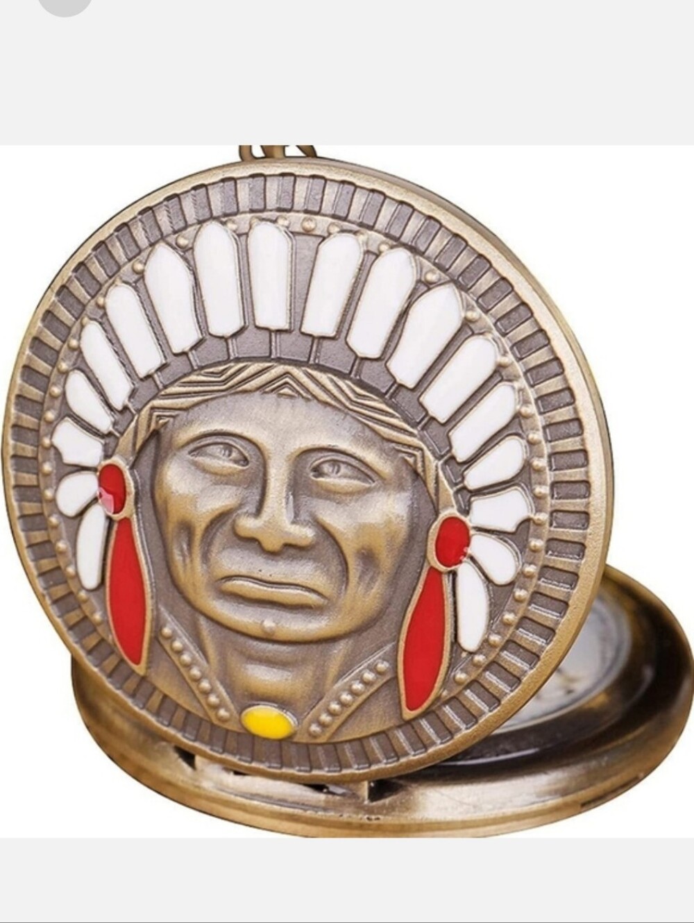 New Native American Indian Chief pocket watch Choose Color Or Bronze - Picture 4 of 6